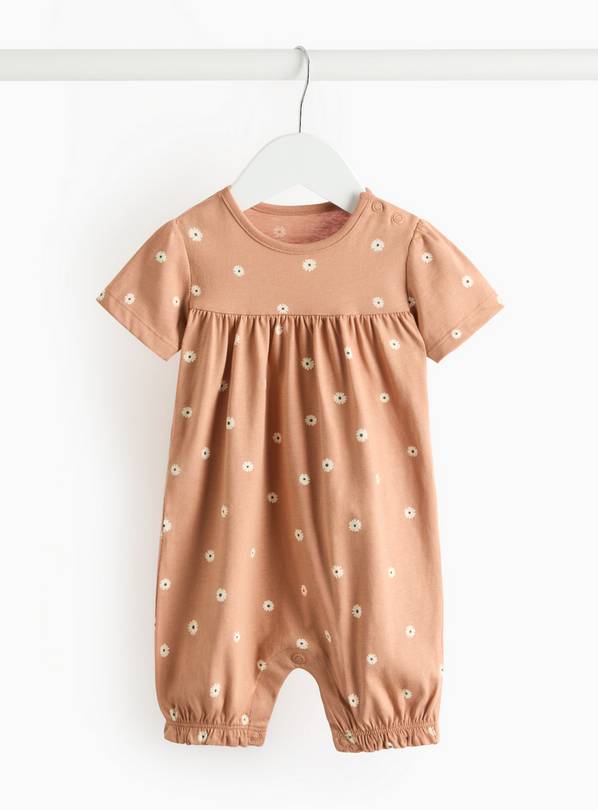 Brown Floral Spot Print Jersey Romper Up to 3 mths